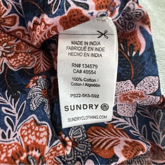 Anthropologie Sundry Floral Boho Cottagecore Button Down Long Sleeve Blouse S - Picture 5 of 8